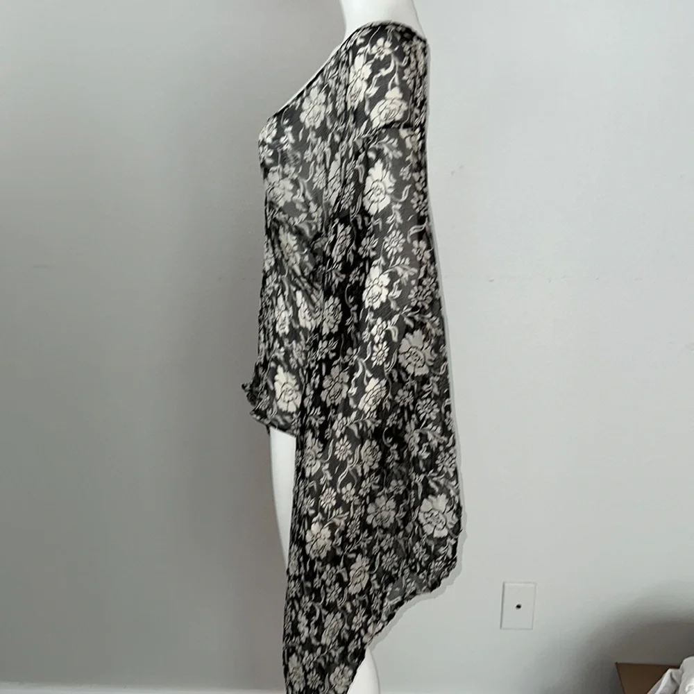 WINTER KATE *Crane* black grey floral silk kimono cardigan top blouse XS/S - Picture 3 of 9